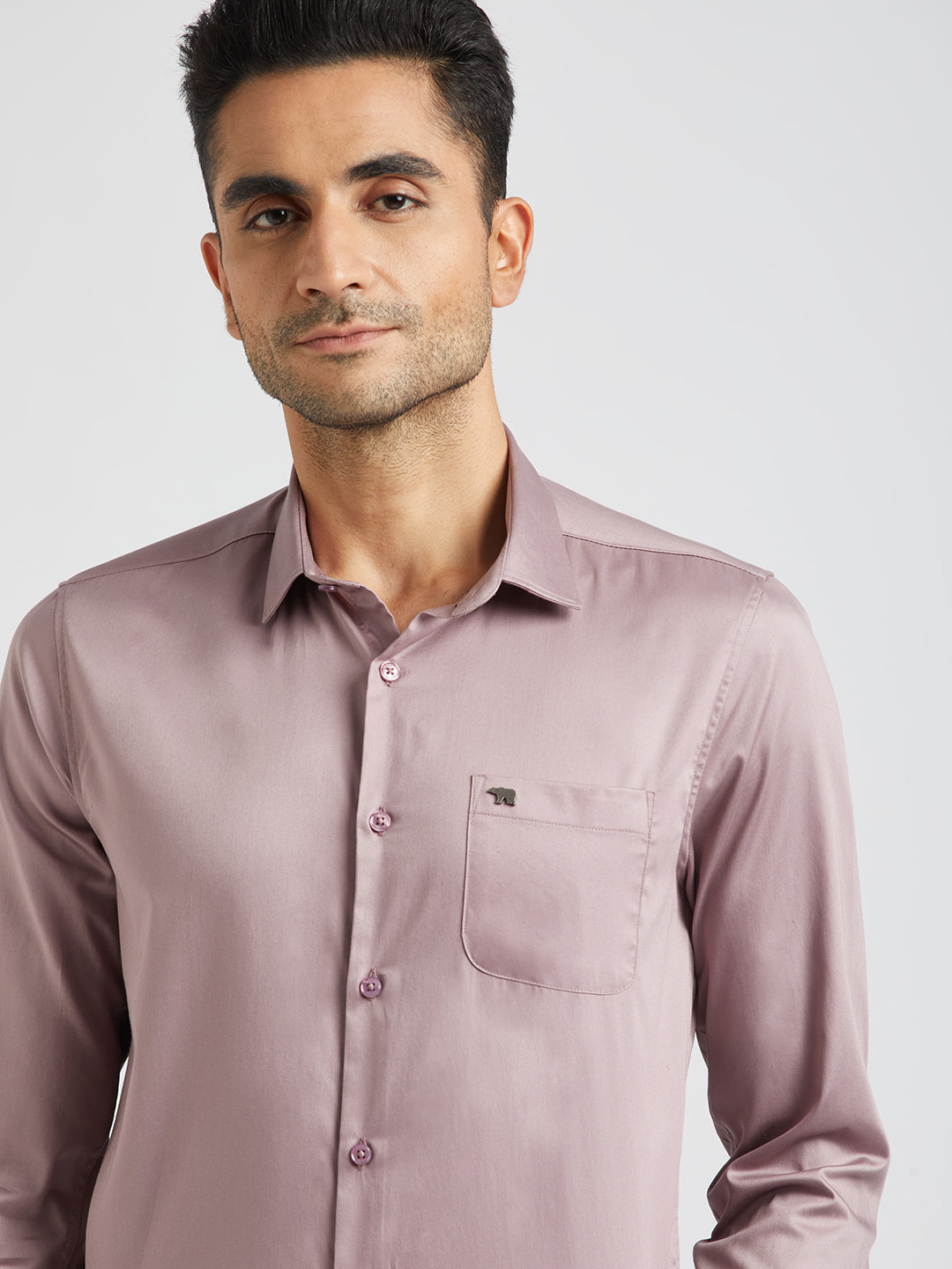 Men Purple Solid Slim Egyptian Giza Cotton Formal Shirt