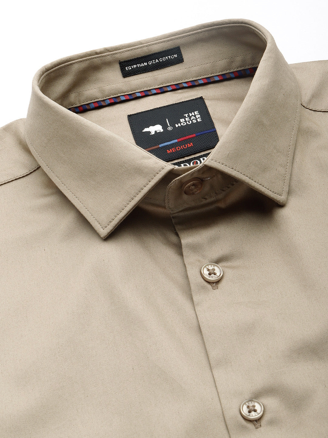 Men Brown Solid Slim Egyptian Giza Cotton Formal Shirt