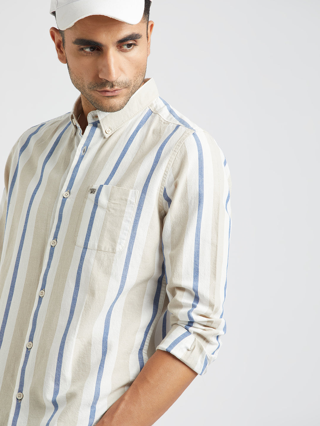 Pato - Men Multi Vertical Striped Slim Fit Cotton Casual Shirt | The Bear House