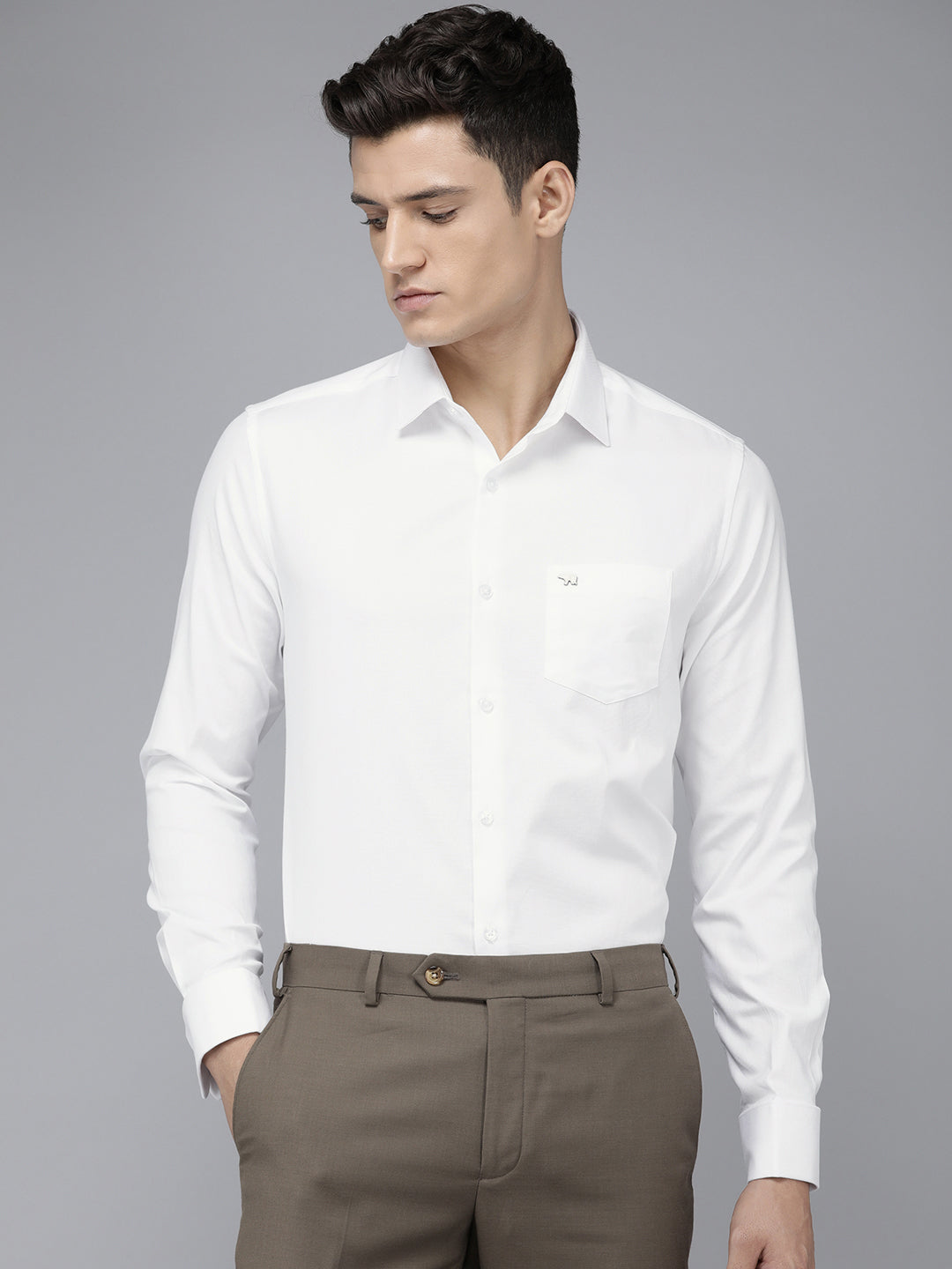 Tov - Men White Solid Slim Fit Formal Shirt with French Cuff | The Bear House