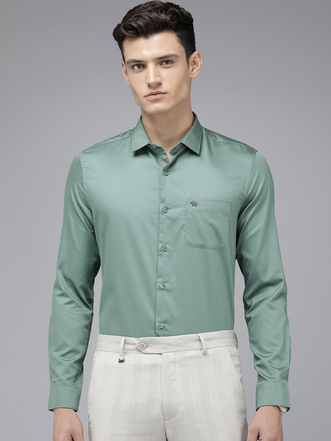 Antioc-Men's Teal Slim Egyptian Giza Cotton Formal Shirt | The Bear House