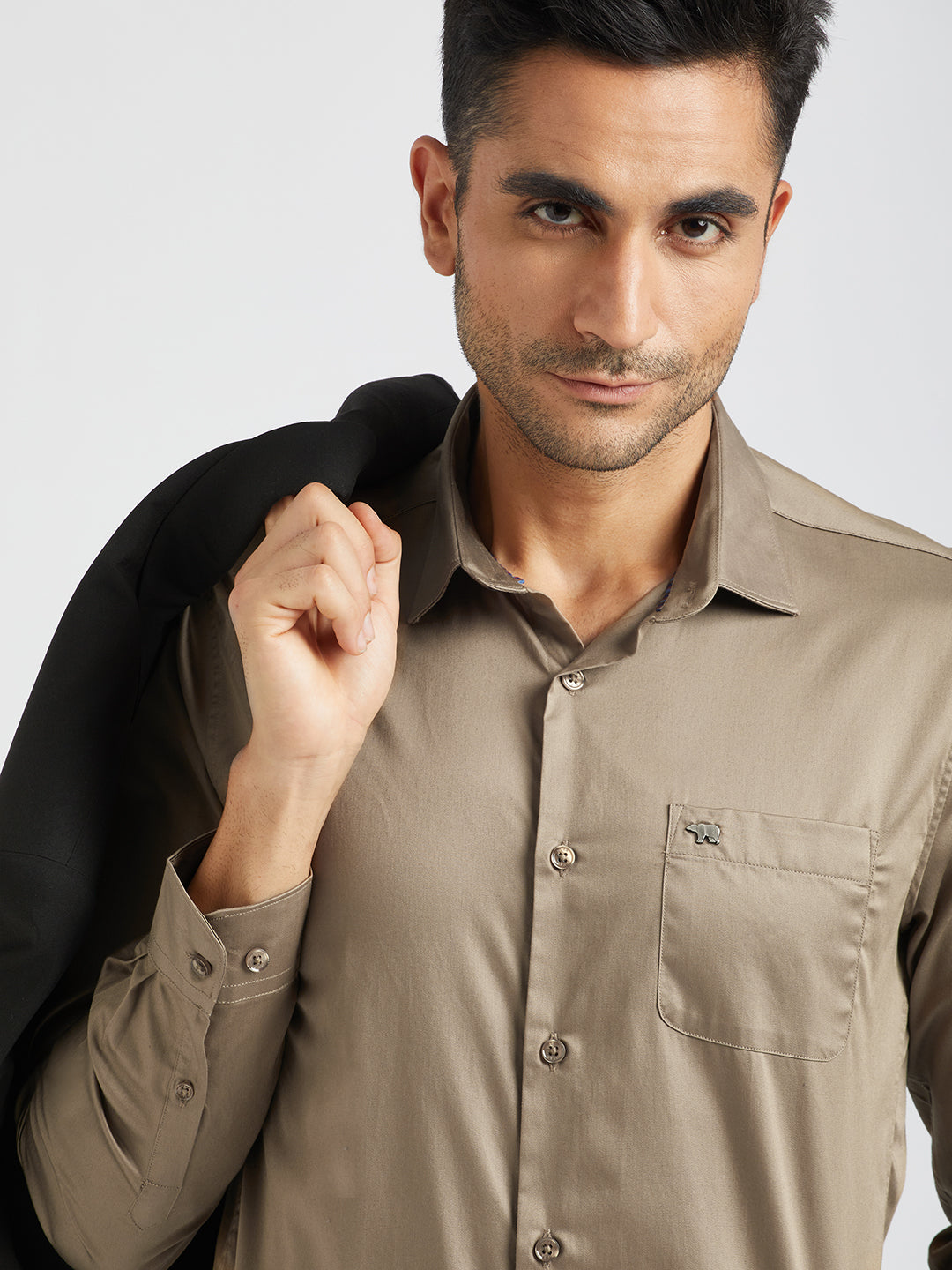 Berkley - Men Brown Solid Slim Egyptian Giza Cotton Formal Shirt | The Bear House