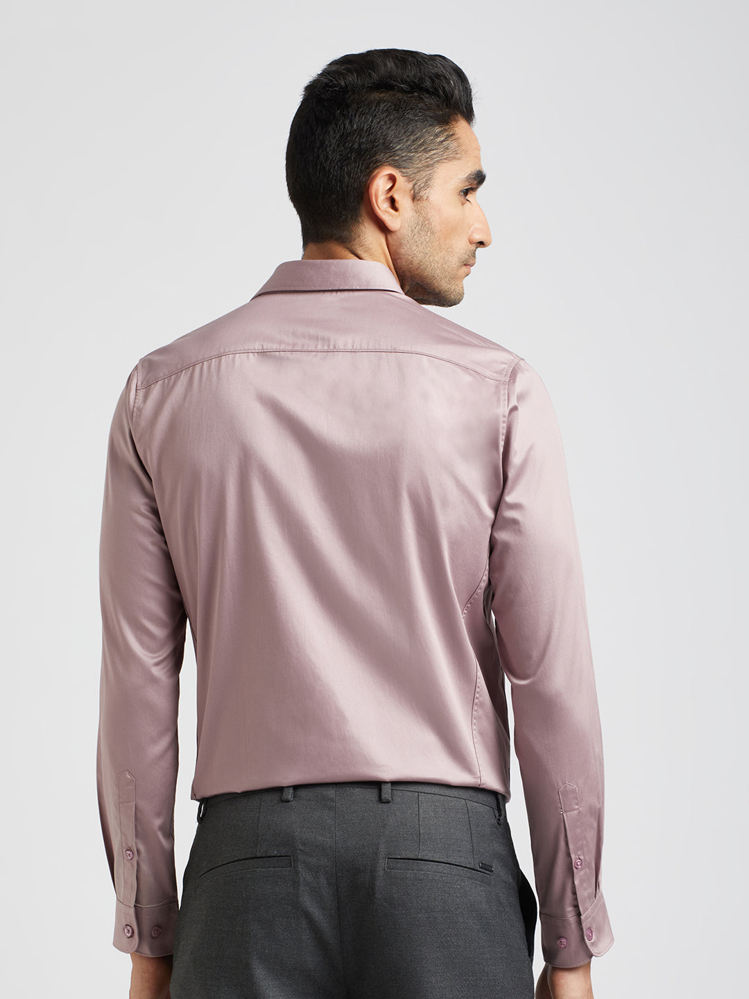 Men Purple Solid Slim Egyptian Giza Cotton Formal Shirt