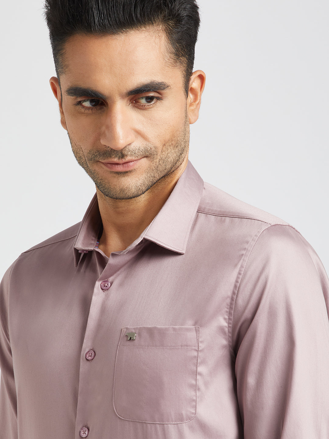Men Purple Solid Slim Egyptian Giza Cotton Formal Shirt