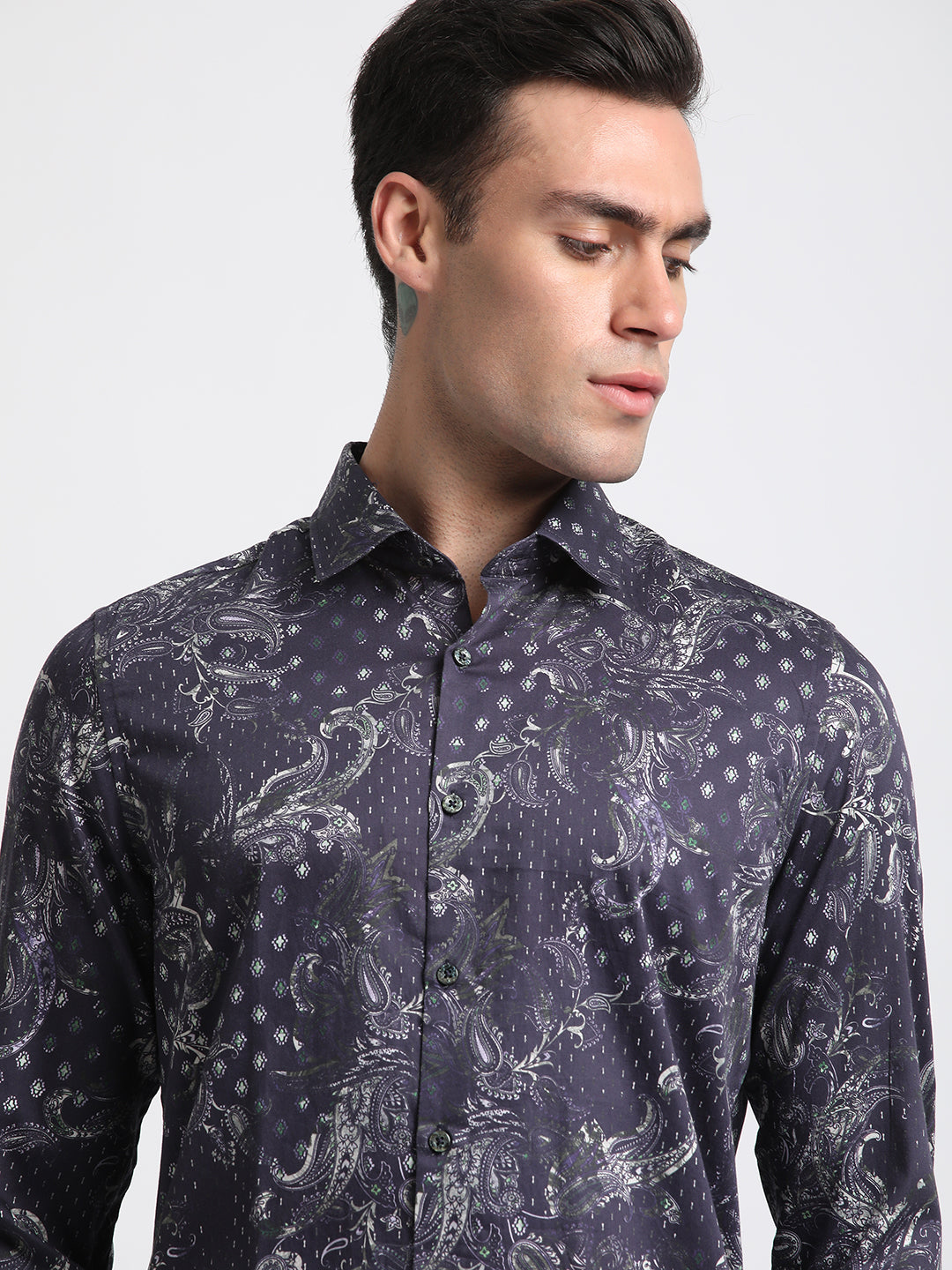 Elevate Your Style with Etons: Men's Purple Slim Fit Cotton Casual Shirt | The Bear House