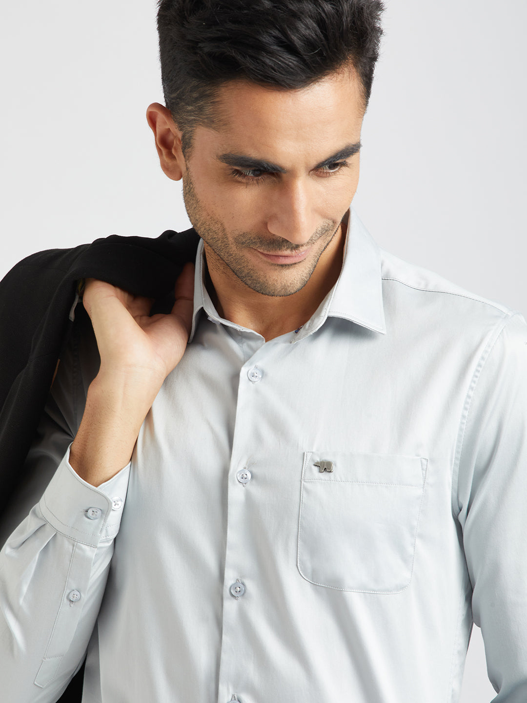 Fuller - Men Blue Solid Slim Egyptian Giza Cotton Formal Shirt | The Bear House
